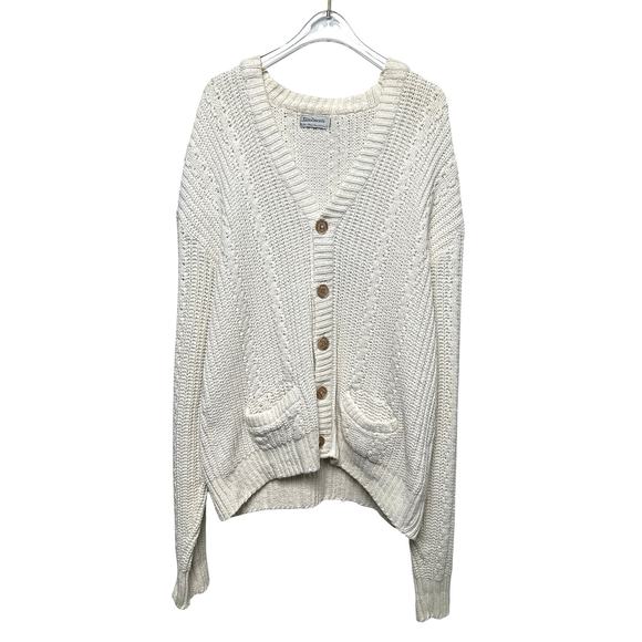 Jacobson's Sweaters - 90s Vintage Jacobson's Ivory Knitted Grandpa Cardigan